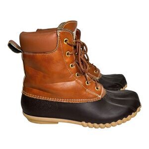 OUTWOODS Womens Rain Duck Boots Sherpa Lining Brown Size 6 Waterproof Outdoors